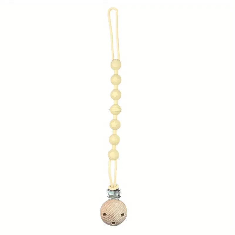 Attache tétine bébé bois et silicone