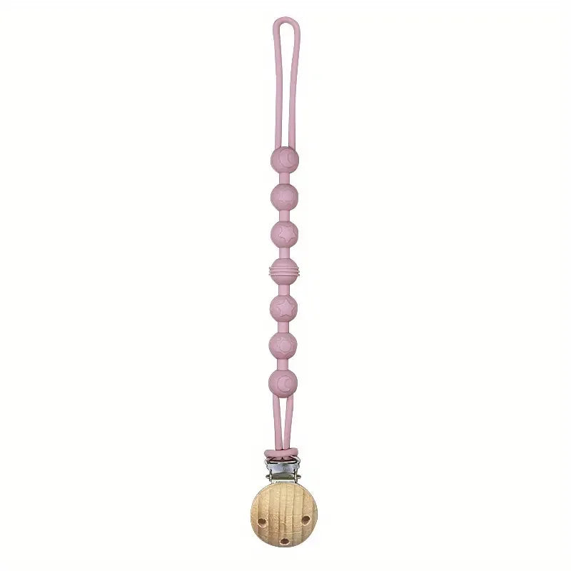 Attache tétine bébé bois et silicone