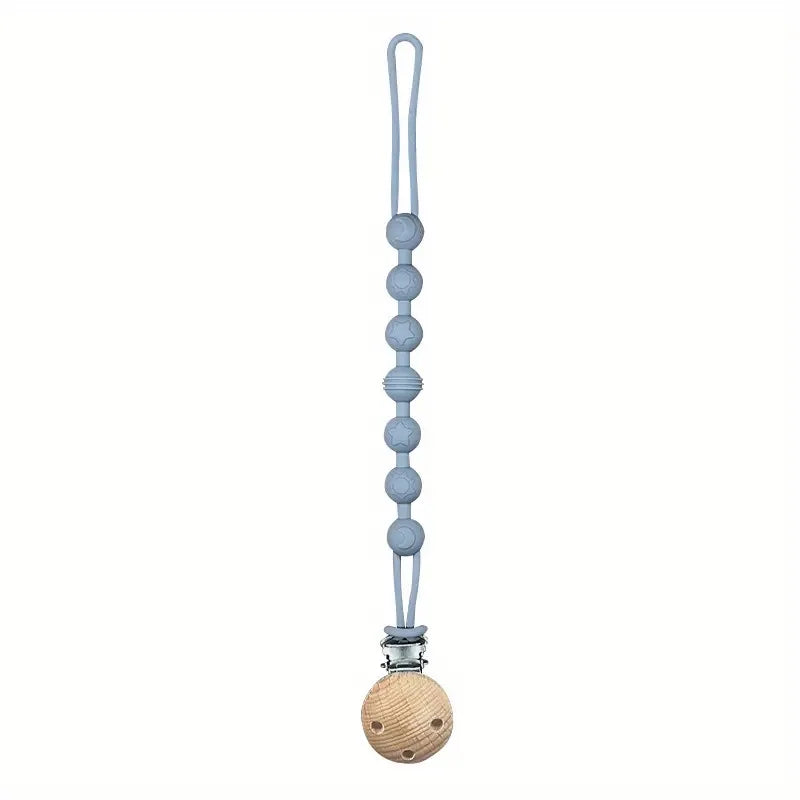 Attache tétine bébé bois et silicone