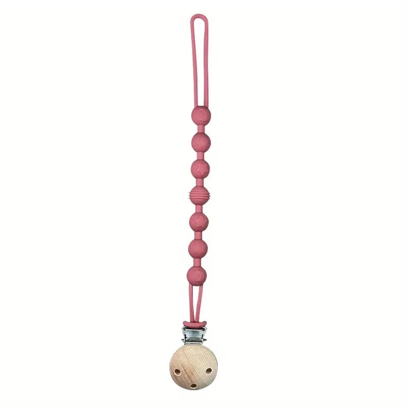 Attache tétine bébé bois et silicone