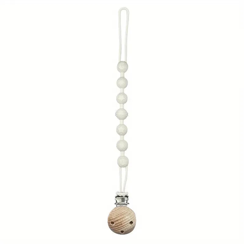 Attache tétine bébé bois et silicone