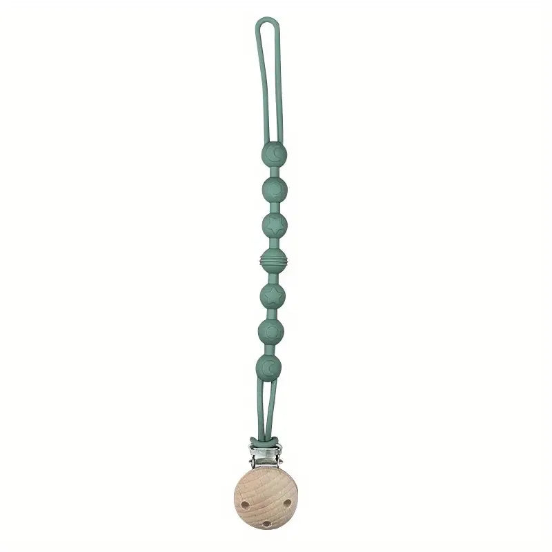 Attache tétine bébé bois et silicone