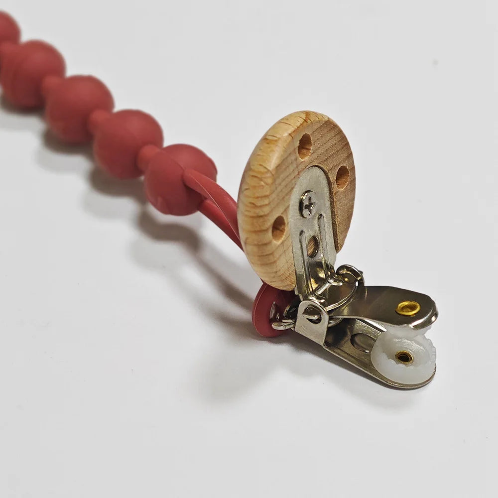 Attache tétine bébé bois et silicone