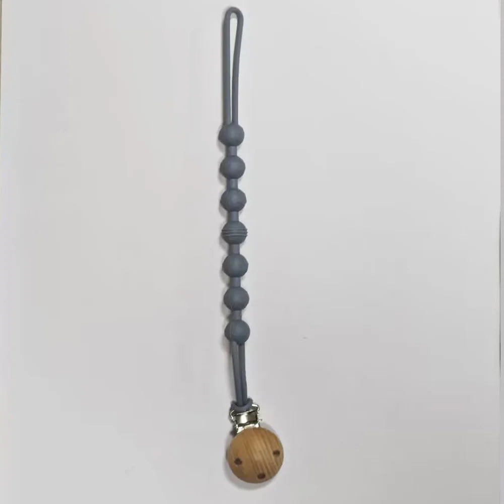 Attache tétine bébé bois et silicone